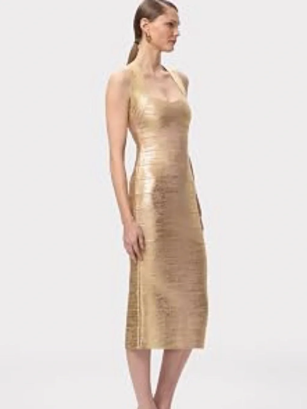 Hervé Léger Gold Bandage Dress Size M